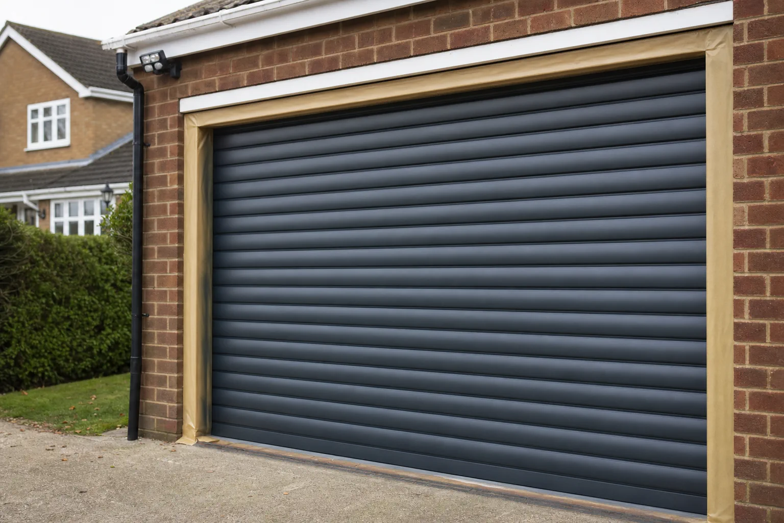 Garage door spray refinishing